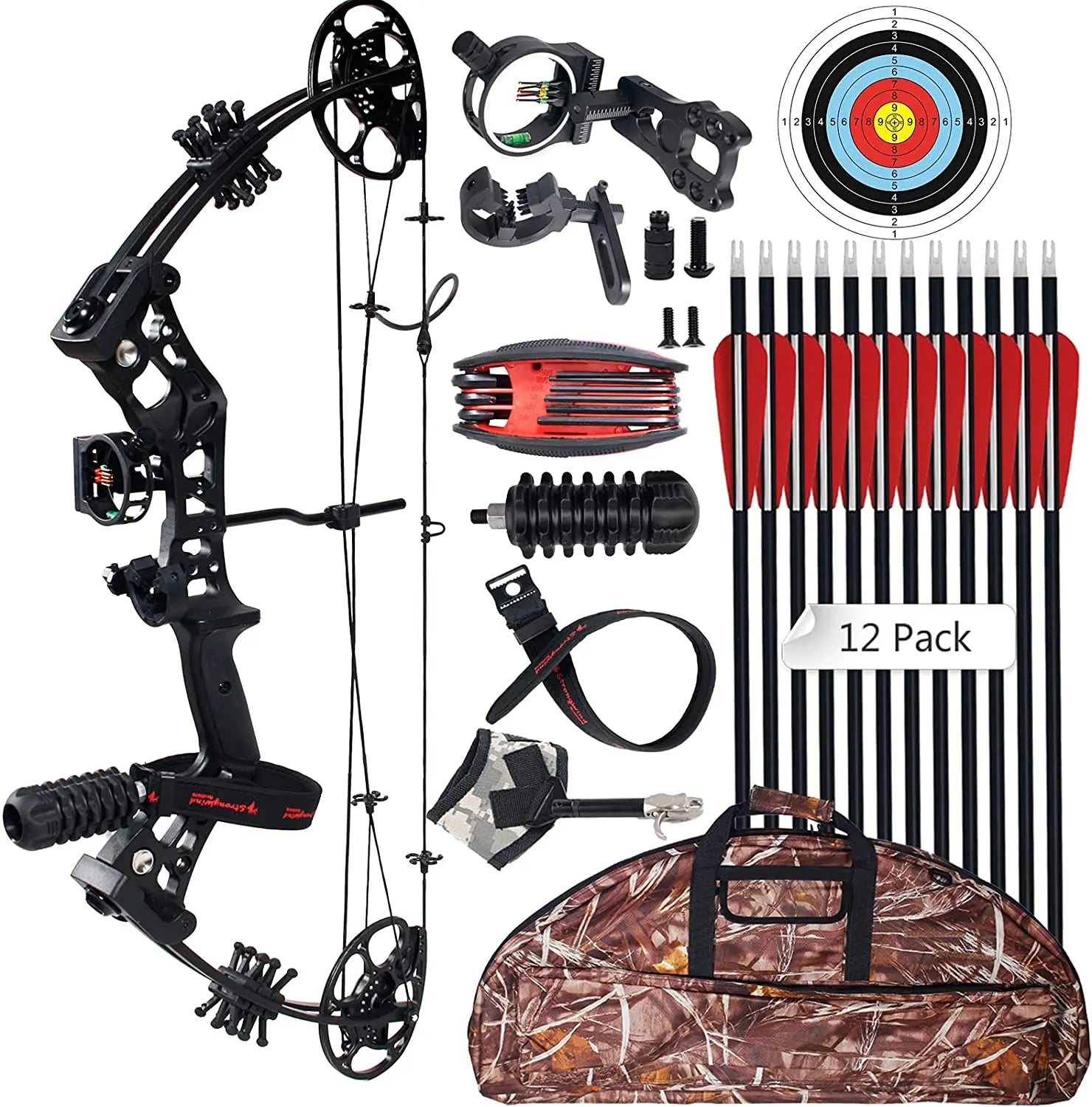 Compound Bow: 15-45lbs, 18.25"-29" Let-Off 75%, Max Speed 290fps, Right Hand, with Accessories - Arkansas Outdoors Shop