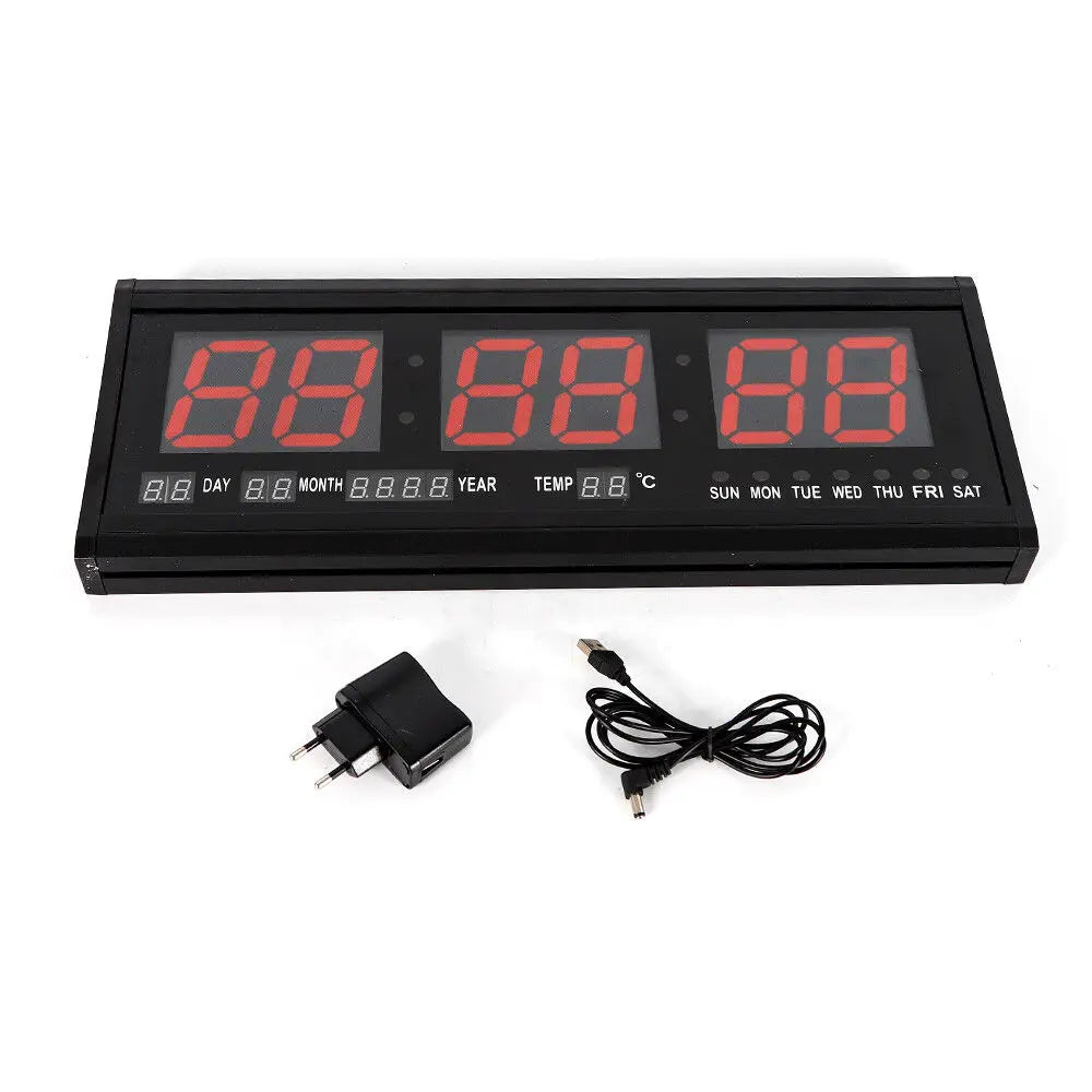 LED Digital Wall Clock Large Screen Calendar Thermometer Modern Electronic Clock