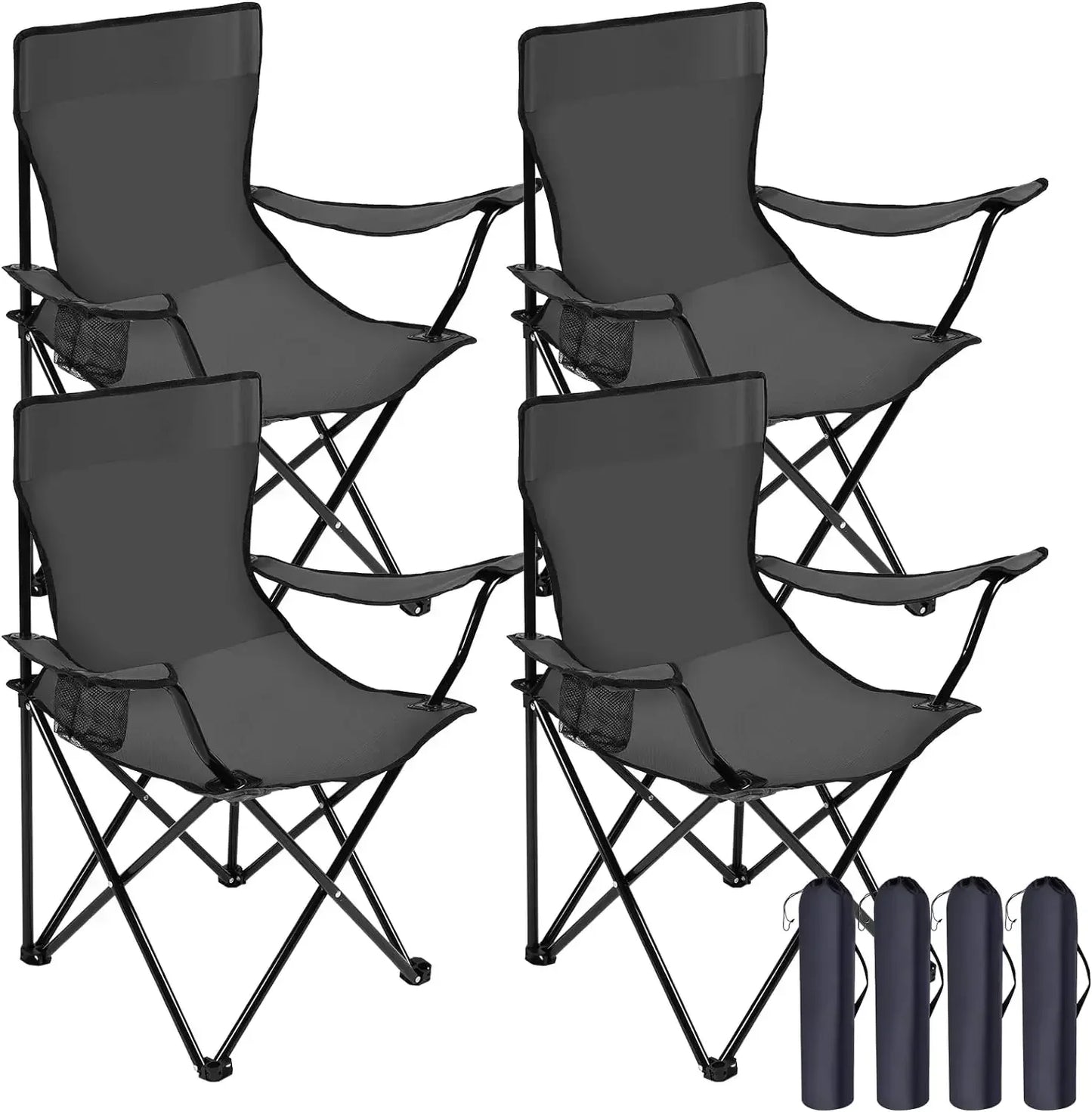 4-Piece Portable Camping Chair Set with Cup Holders