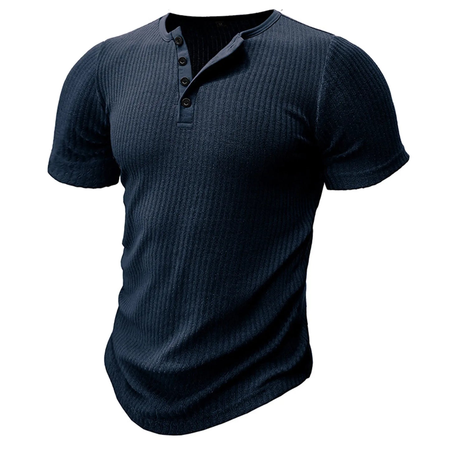 Men's Threaded T-shirt Summer Running Sports Fitness Clothes Muscle Slim Fit Short Sleeve T-shirt V-neck Collar Casual Tops