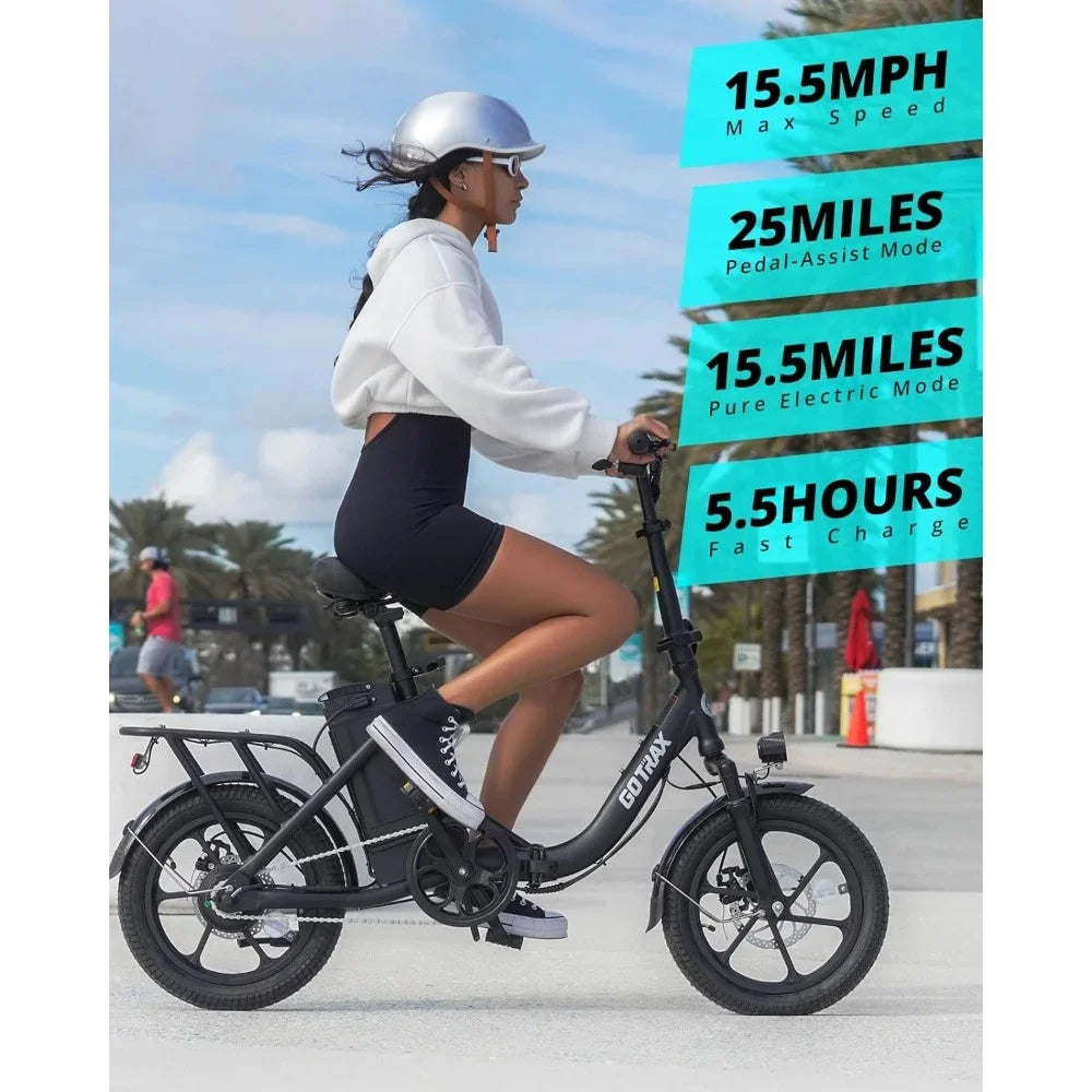 Electric Bike,25Miles Range& Speed 15.5Mph,350W Motor,Folding E-Bike with Removable Battery,Commuter Electric Bicycle for Adults