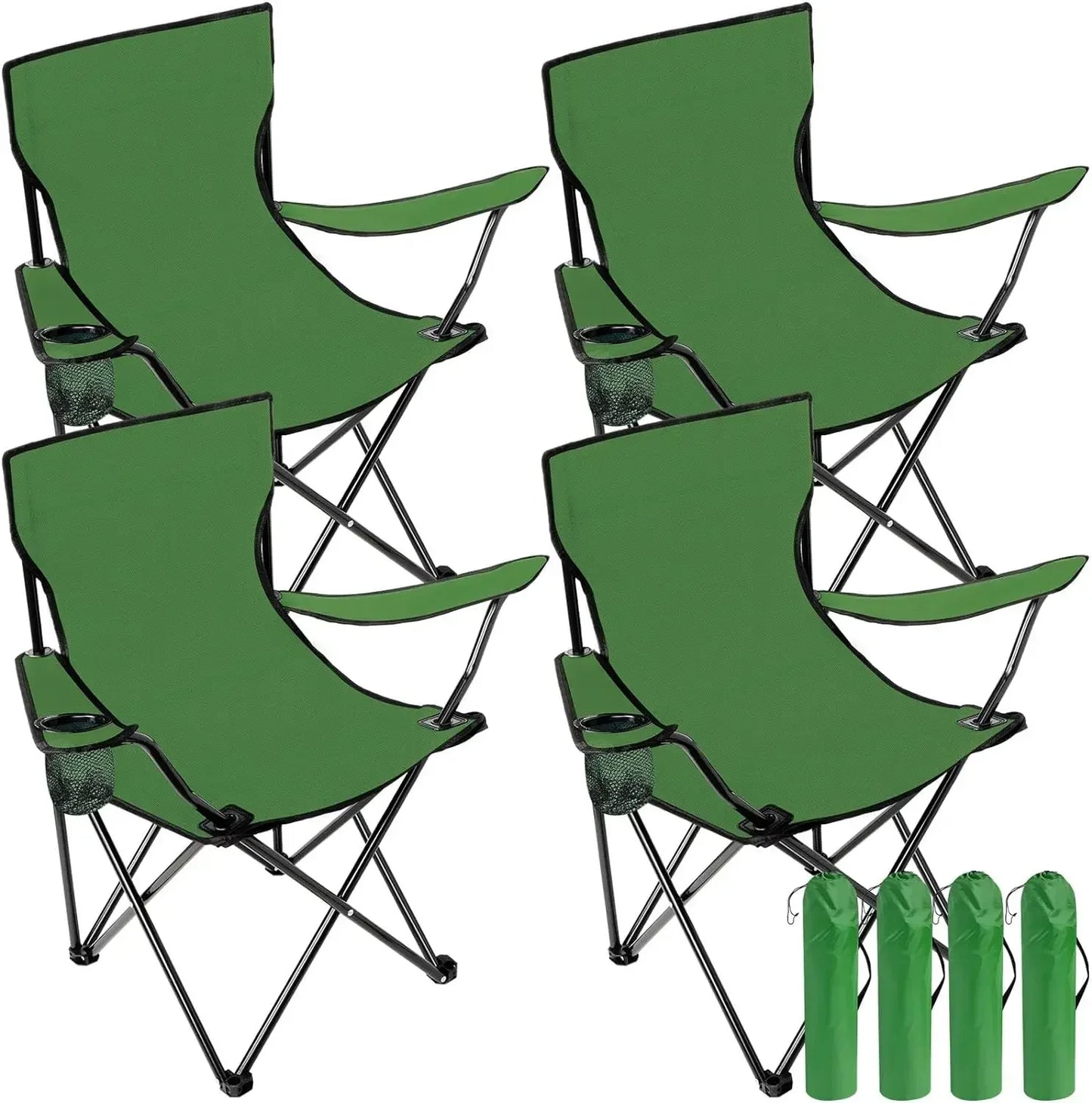 4-Piece Portable Camping Chair Set with Cup Holders